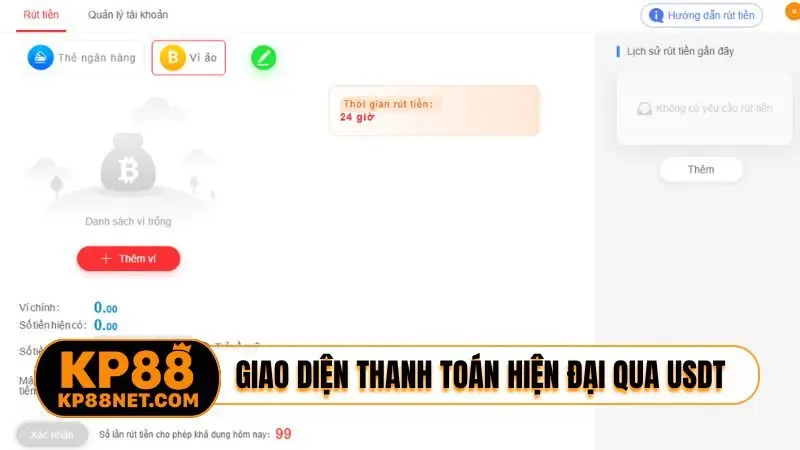 Giao diện thanh toán hiện đại qua USDT