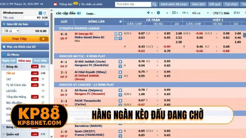 Hàng ngàn kèo đấu đang chờ